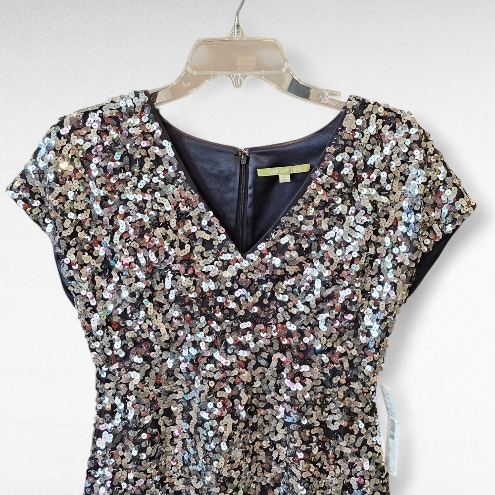 Gianni Bini Silver Sequined Edna Dress Size 2